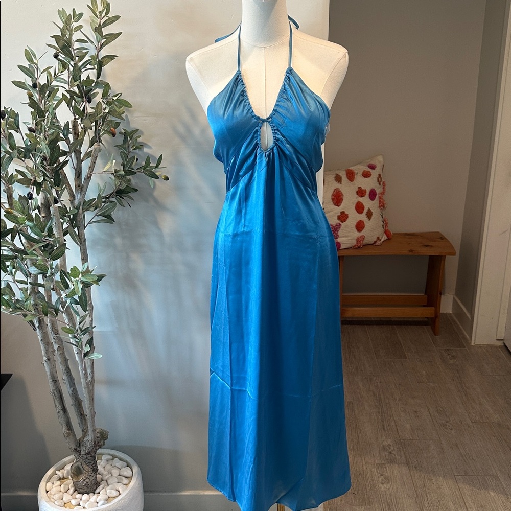 Reformation Antoni Silk Midi Keyhole Halter Dress New! - Picture 5 of 10